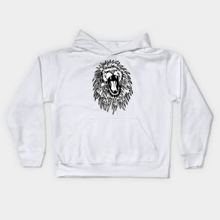 Roaring Lion Face Art Silhouette Drawing Kids Hoodie